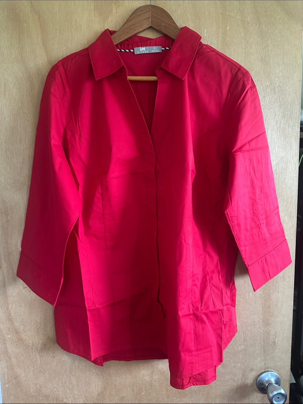 Lee Bright Red Three-Quarter Sleeve Button-Down Shirt